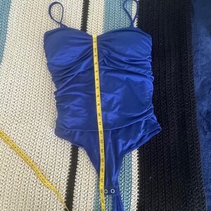 Express Body Contour Compression Bodysuit Royal Blue Ruched‎ Snap Crotch